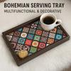 Bohemian Style Wooden Tray 30x20cm Handmade Snack Tray Square Jewelry Storage Tray for Desktop Foyer Decoration Home Storage