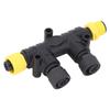 For NMEA 2000 2 Ports T Connectors IP67 Water Resistant Metal Nut M12 5 Pin Backbone Drop Cable Tee Connector for