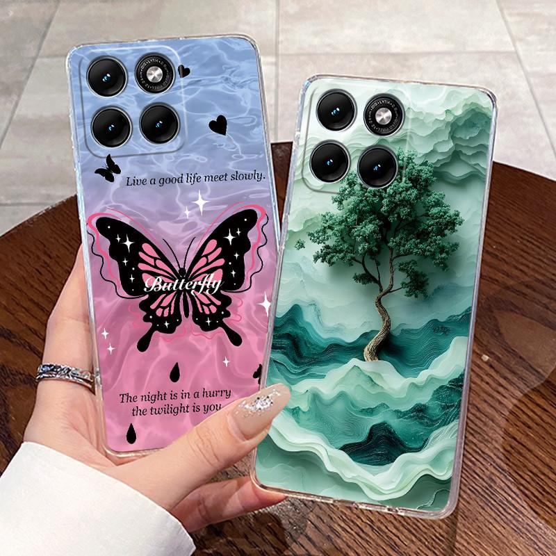 Jelly Casing For Motorola Edge 70 Fusion Funda Capa Clear Silicone Soft TPU Back Cover Cute Cat Rabbit Heart Protective Case