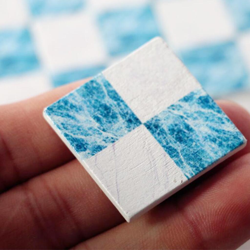 Handmade 1:6 1:12 Mini Dollhouse Floor Sticker Floor Tiles Kitchen Bathroom DIY Decoration Children Toys Birthday Gifts