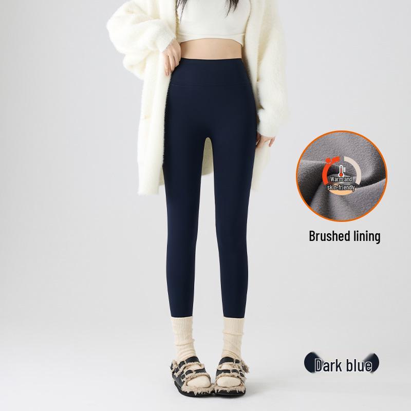 Women's High-Waist Matte Shark Yoga Leggings - Plus Velvet, Slimming, Brushed for Autumn/Winter 2025