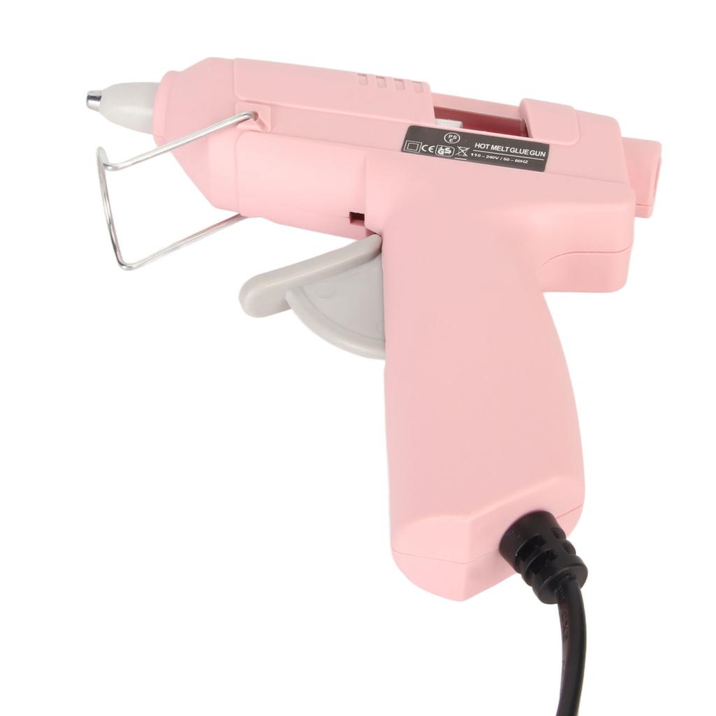 Hot Melt Glue Machine 20W Mini DIY Hot Glue Tool with 50 7mm Glue Sticks for Home School 110‑240V Pink EU Plug