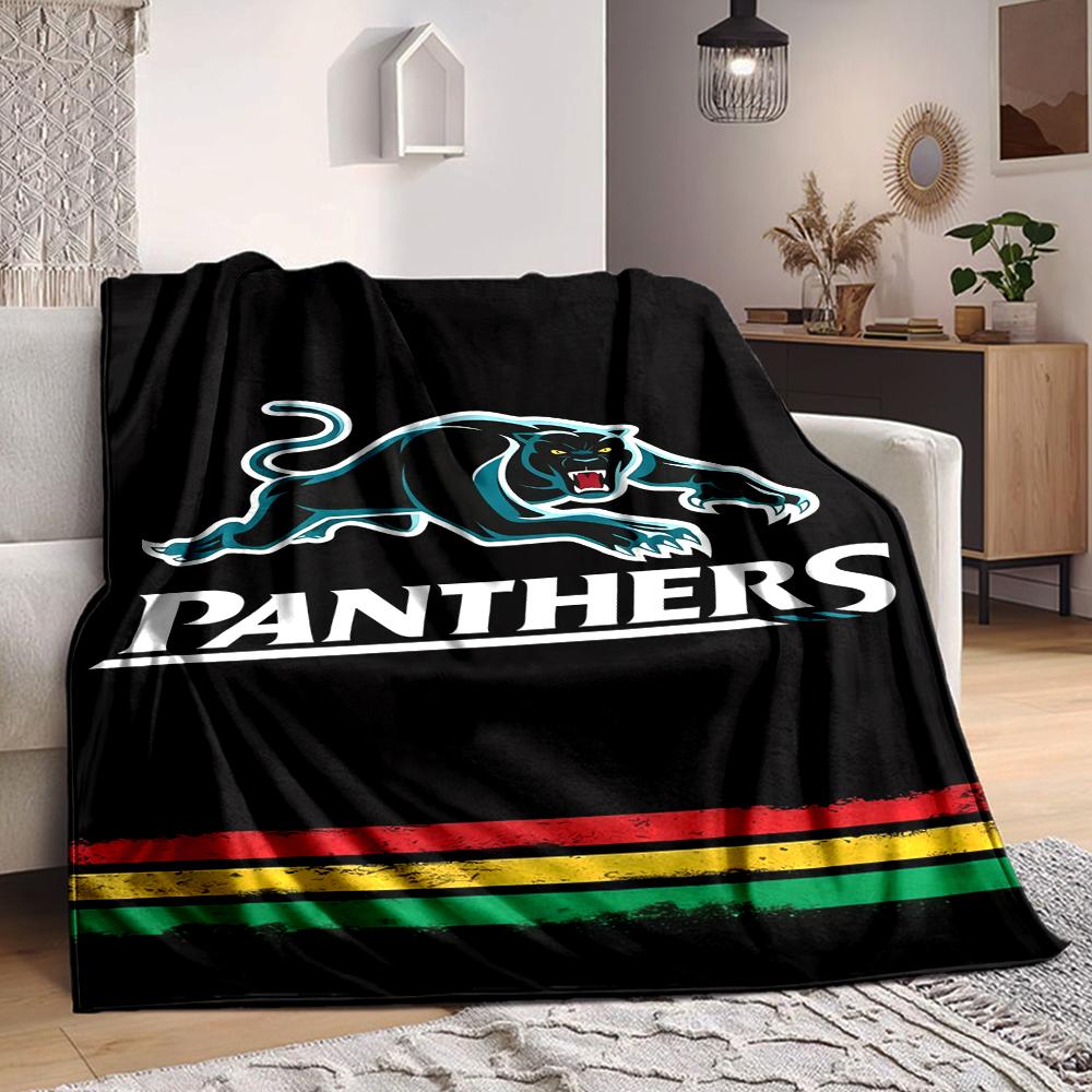 1Pc Panthers Team Spirit Blanket Soft And Comfortable Casual Warm Camping Travel Christmas Halloween Xmas Gift M928550