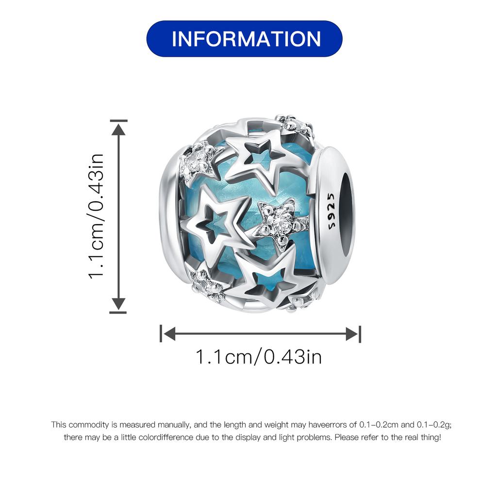 Beads Copper Charms Original Blue Stars Moon Sun Beads Fit Bracelet Jewelry Diy Women Fine Gift Accessory