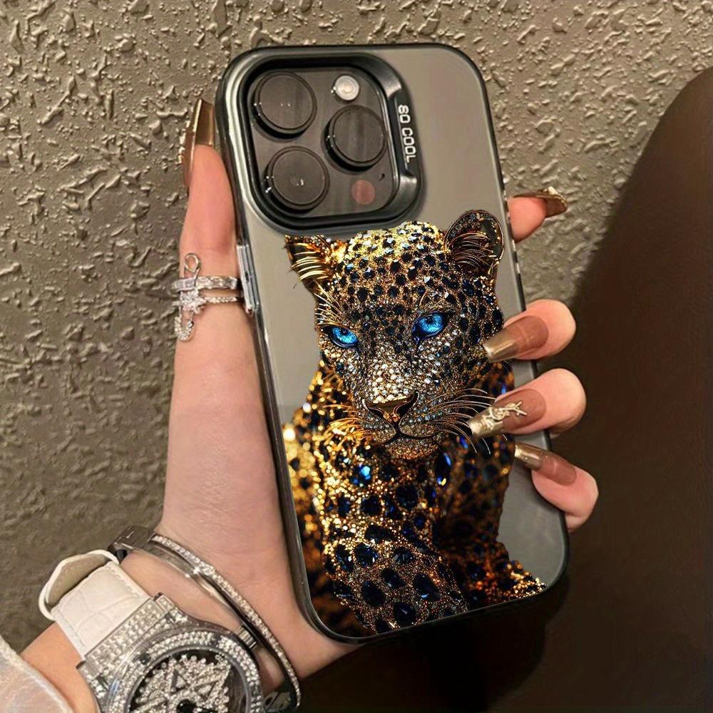 Leopard print sparkling diamond pattern phone case suitable for iPhone 17 16 15 14 13 12 11Pro/Max/Plus anti drop and shockproof