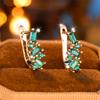 Green Zircon Hoop Earring Luxury Crystal Stone Earrings For Women Vintage Fashion Gold Color Wedding  Gift