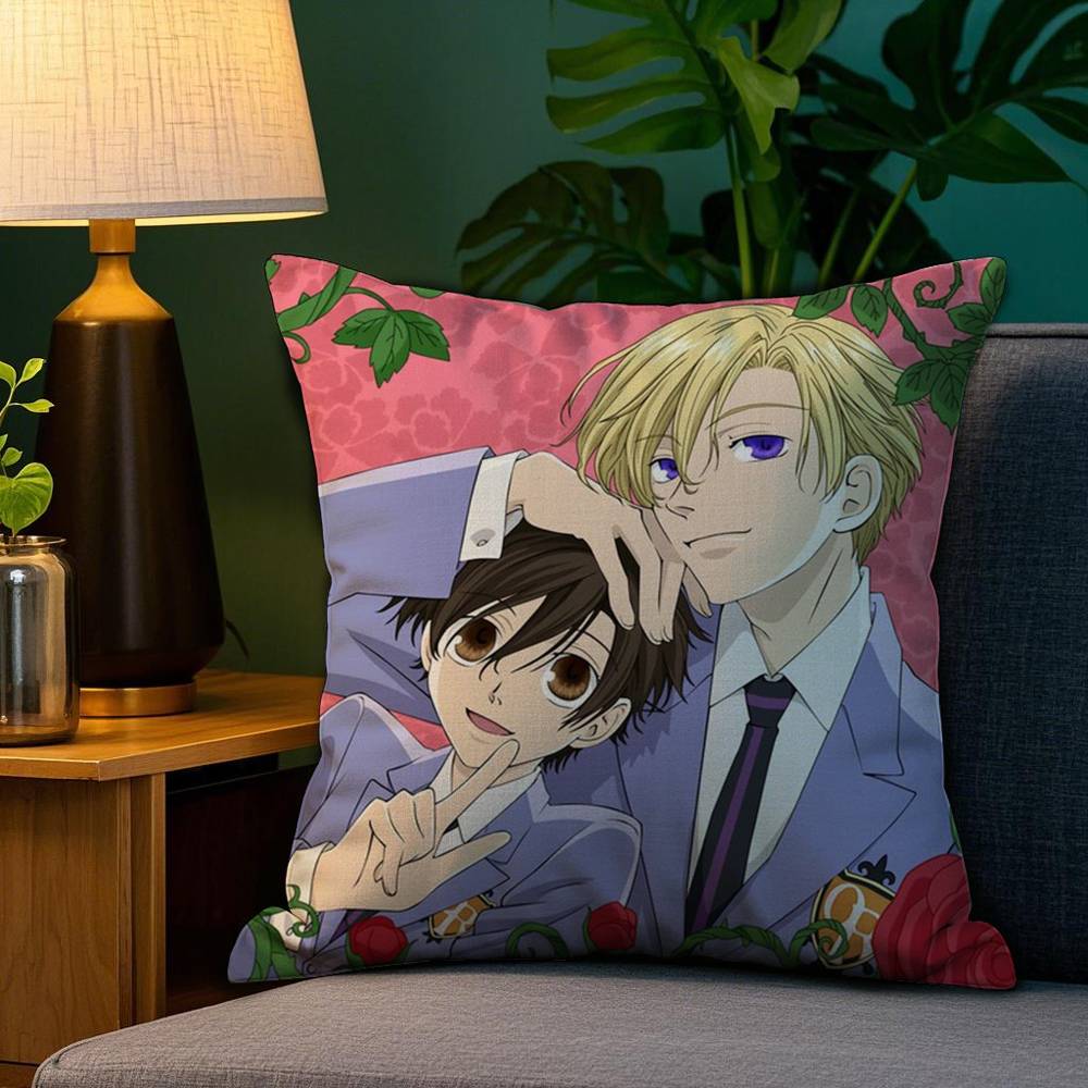 O-Ouran High School Pillow Case Plush Fabric Soft Double Sided Print Sofa Cushion Cover Throw Pillow Covers