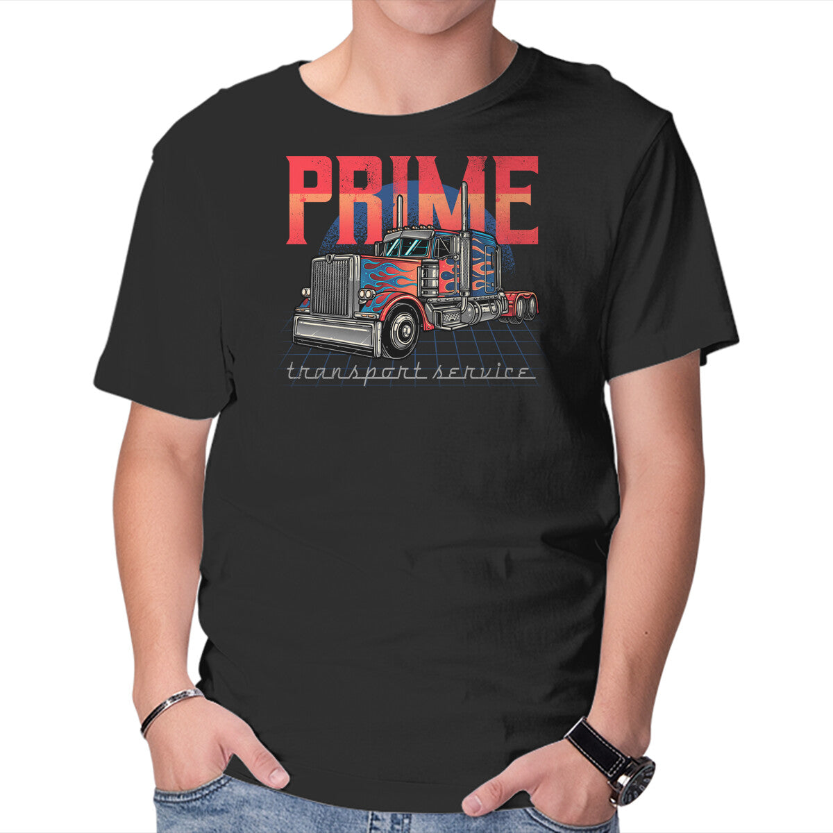 Unisex Crew Neck T-Shirt Prime Transport Service Graphic Short Sleeve Casual Tee L