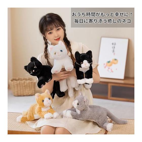 Fluffy Cat Plush Toy - Cute Gift for Cat Lovers (Black)