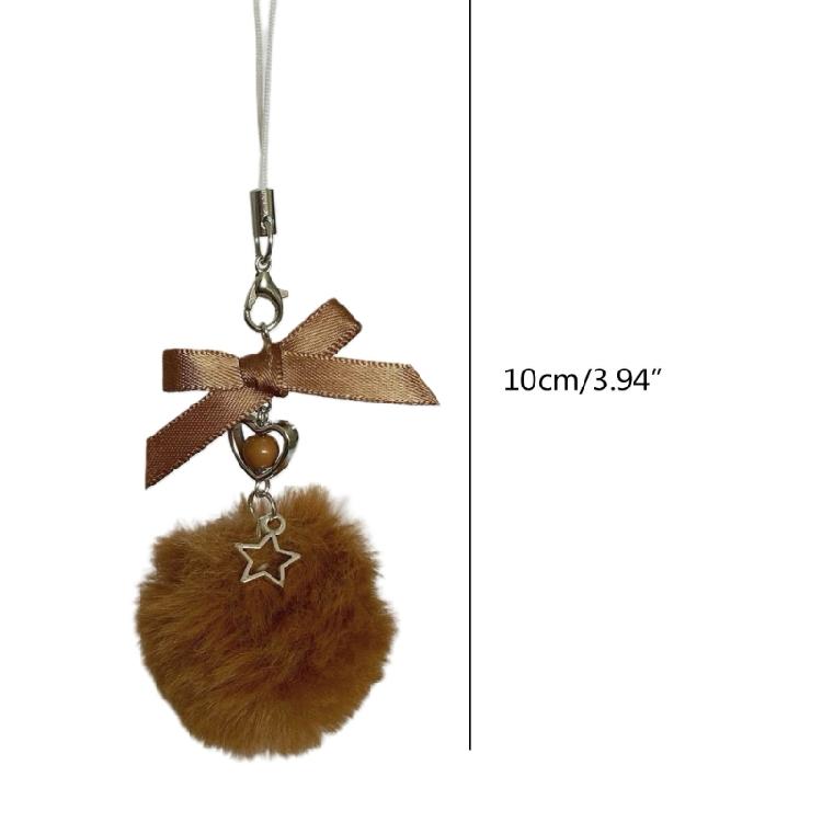 Trendy Pentastars Key Rings Pendant Rabbit Faux Furs Ball Keychain  Accessories