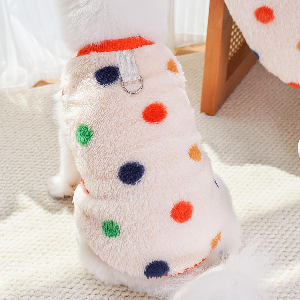 Autumn and Winter Polka Dot Plush Vest for Dogs Cats Pet Clothes Vests Supplies Dog Clothing Puppy Clothes for Small Dogs