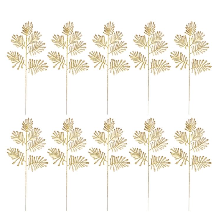 10Pieces Realistic Artificial Leaf Golden Leaf Simulation Leaf For Chinese New Year Wedding Decoration Vase Arrangements