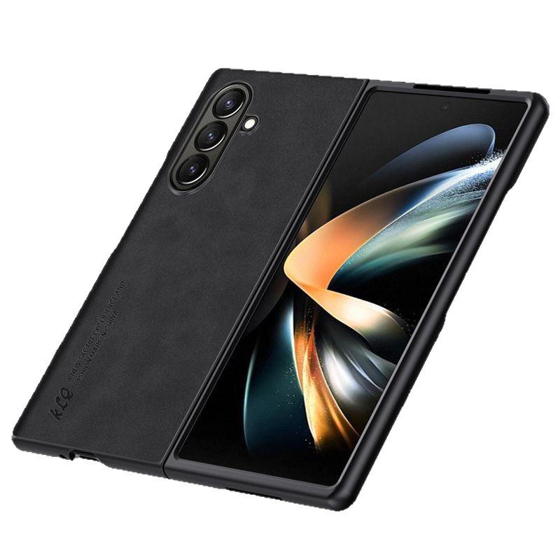 Capa Samsung Z Fold7 em Pele de Carneiro à Prova de Quedas para Z Fold6 - Luxuosa, Proteção para Tela Dobrável Amigável à Pele