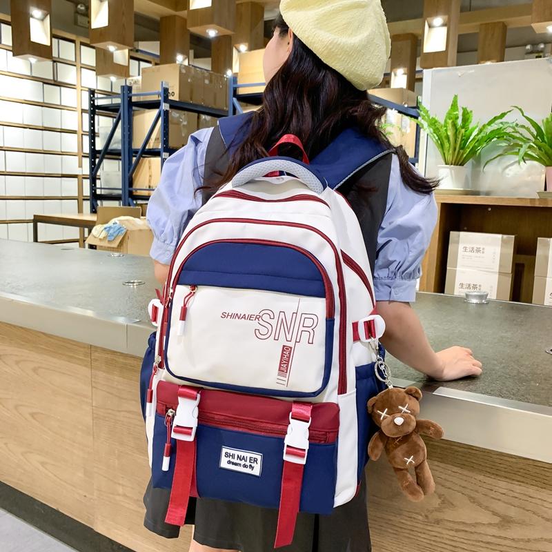 Children's Schoolbag Student Large Capacity Backpack Men's Color Block Backpack Patchwork Women Backpack