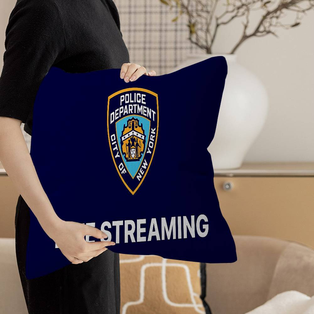 N-New York City Police Department NYPD Pillow Covers Cartoon Sofa Decorative Home Double-sided Printing Short Plush Cute Cushion