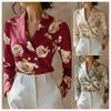 Spot 2025 New Fashion Floral Print Double-breasted Long-sleeved Shirt Women's Shirt Women's Autumn