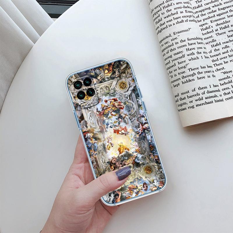Fresco Adam Sculpture Transparent Phone Case for Motorola Moto G7 G8 G9 G84 G85 G73 G24 G15 Z2 Play Power Plus