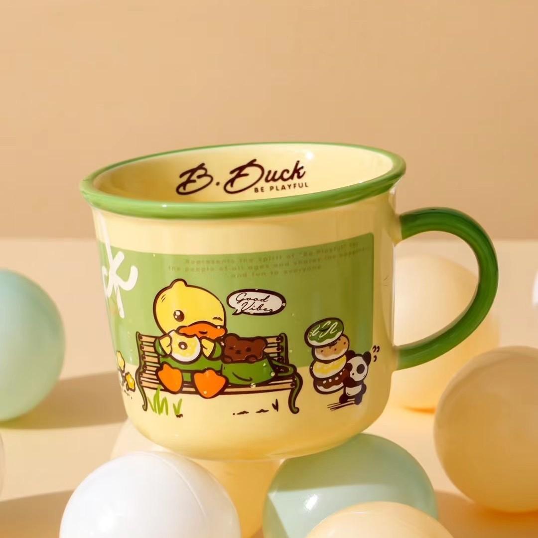 B. Duck Joint Ceramic Cup Internet Celebrity Cartoon Little Yellow Duck Cute Mug High Value Gift Drinking Cup 380ml