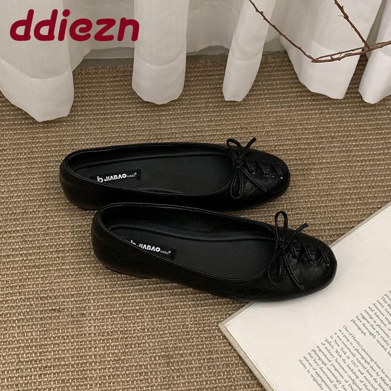 Fashion Fashion Round Toe Women Flats Slip On Shoes Casual Soft Footwear Lace Up Female Shallow Ladies Flats With Shoes