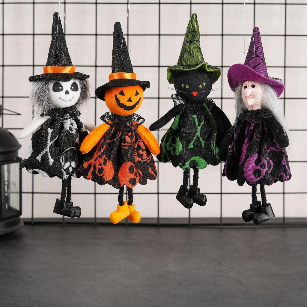Halloween Decor Supplies Adorable Pumpkin Witch Ghost Pendant For Kids Party Props