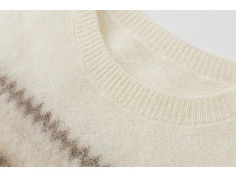 2025 Women's Round Neck Cashmere Sweater - Versatile Color Block Knitwear