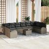 VidaXL Ensemble de canapés de jardin 10 pièces avec coussins noir en rotin synthétique 3346229