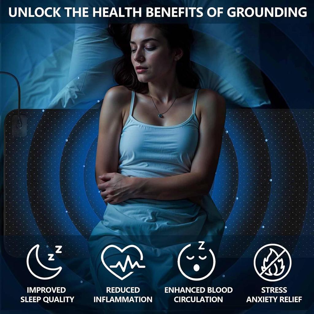 Grounding Mat for Bed, Grounding Pad for Sleeping, Tear-Resistant PU Leather Grounding Mattress with Cord