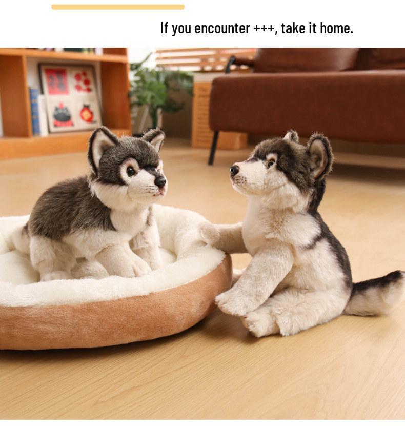 Wolf Dog Plush Toy Simulation Korean Craft Animal Ornament