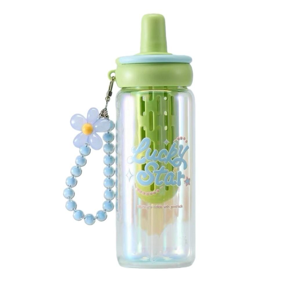 630ml Glass Water Bottle High Temperature Resistant with Infuser Filter Water Cup with Straw Leak Proof Tea Cup Summer Use