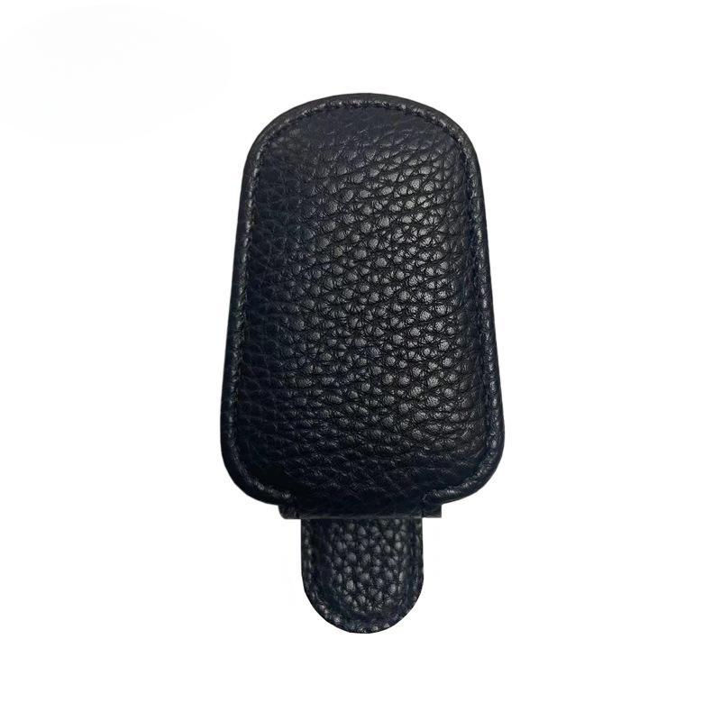 Premium Leather Car Glasses Holder - Luxury Visor Mount with Multi-Card Storage