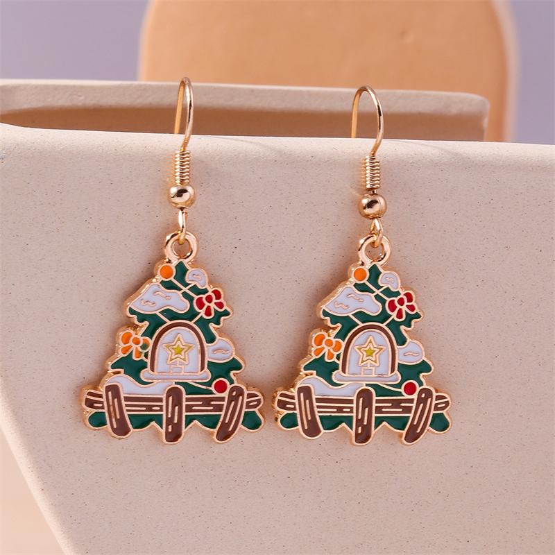Fashion Merry Christmas Wreath Circle Hoop Earrings for Women Girls New  Party Festival Jewelry Gifts