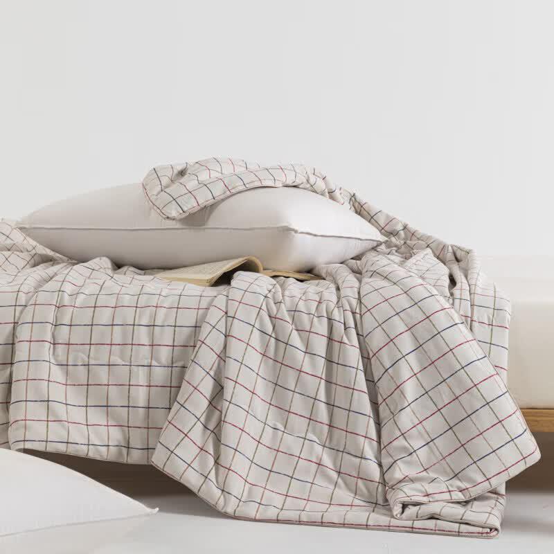 Muji Plaid Textured 100% Cotton Summer Quilt