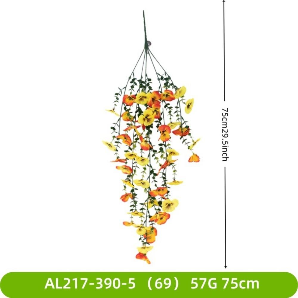 New Multicolor Artificial Flower DIY Lifelike Fake Flower Hanging Viola Tricolor Plants Wreath Wall Hanging Ornament