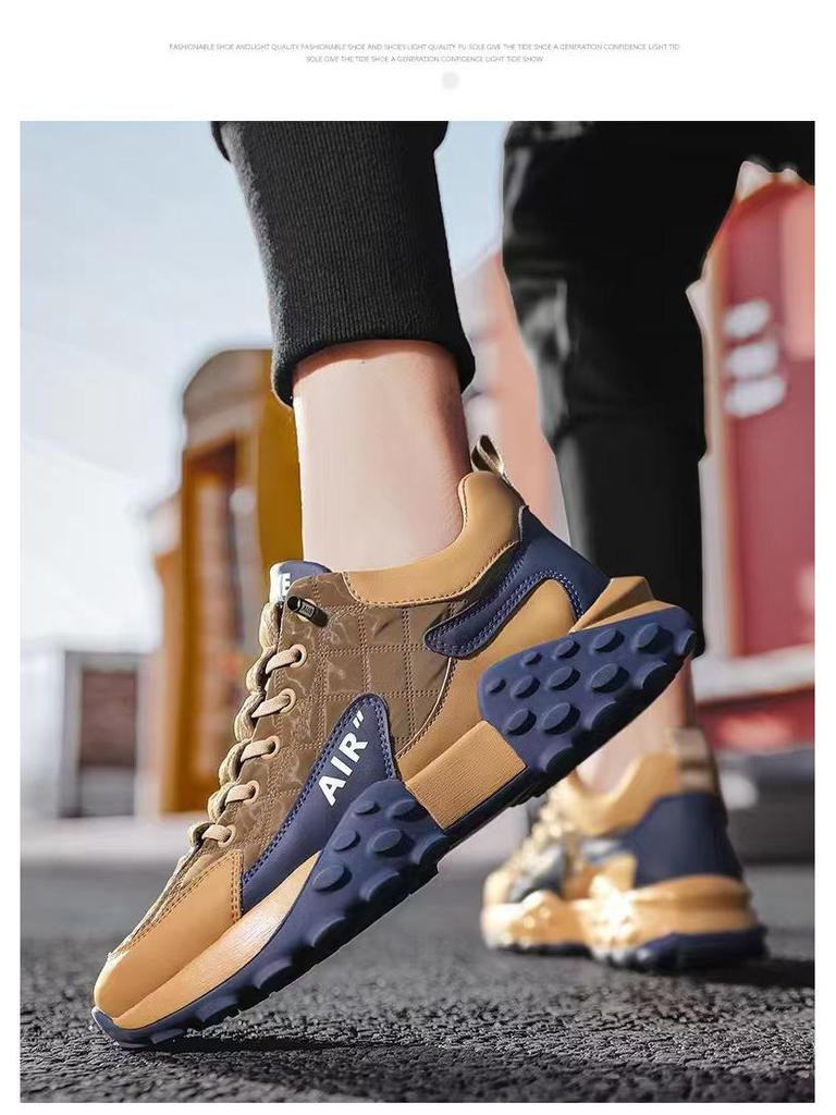 Men's 2025 Korean Style Low-Top Running Shoes - Trendy, Non-Slip, Thick-Soled, Versatile Casual Dad Shoes.