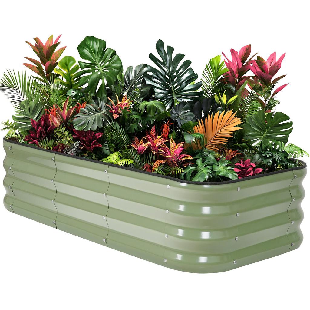 Galvanized Steel Modular Planter Box for Outdoor Vegetables & Flowers - Ideal for Patio, Backyard, or Balcony.
