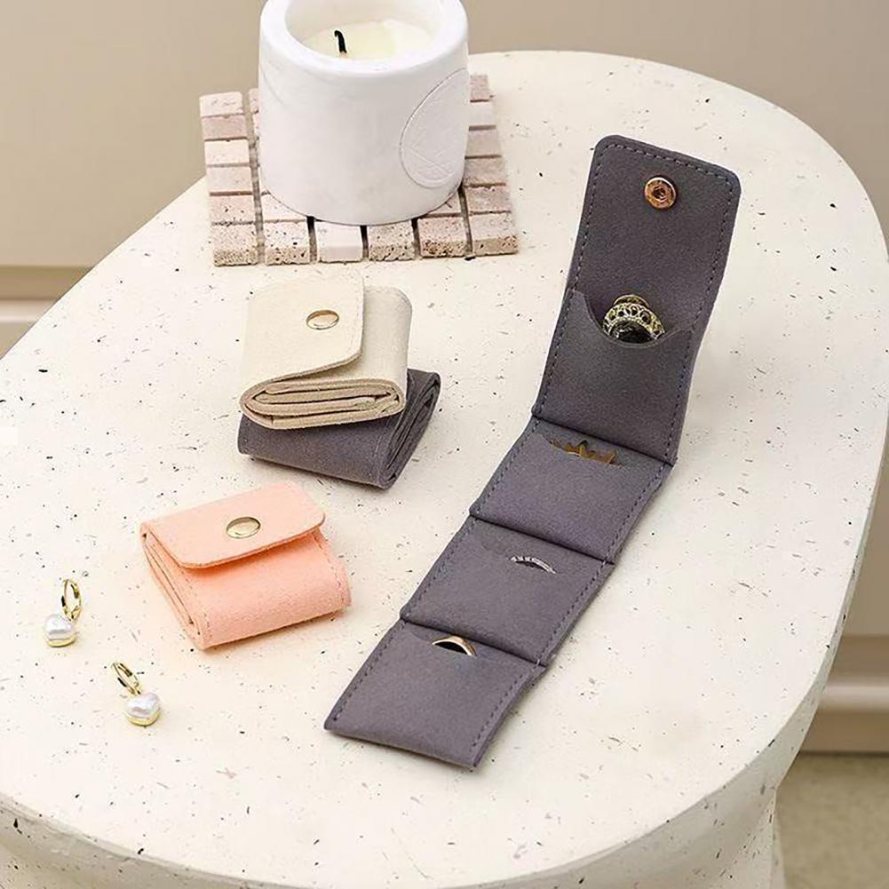 4 Compartments Mini Jewelry Bag Foldable Roll-up Jewelry Storage Pouch Jewelry Organizer For Rings Earrings Necklaces Bracelets
