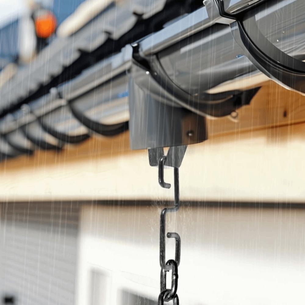 Iron Rain Chain Adapter Black Gutter Adapter V Shaped Hook  Exterior Installation
