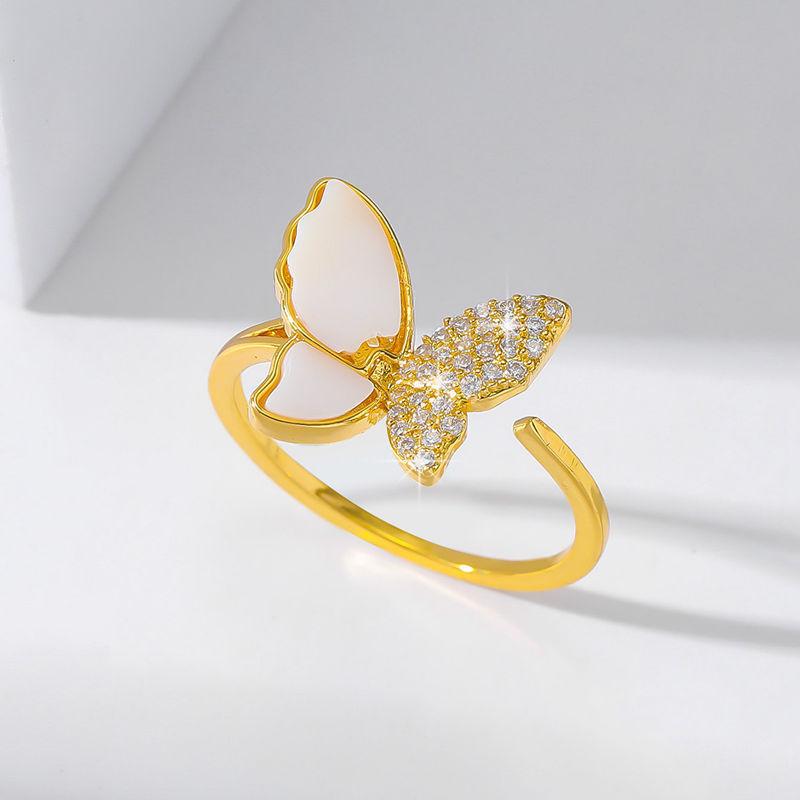 

GemChic женское кольцо сверкающая фея милая вставка циркон бабочка регулируемое кольцо на указательный палец девушка день рождения рождественские украшения подарок