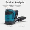 125mm Cordless Random Orbital Sander Electric Wood Grinder Polisher Grinding Sanding Machine for 21V Battery