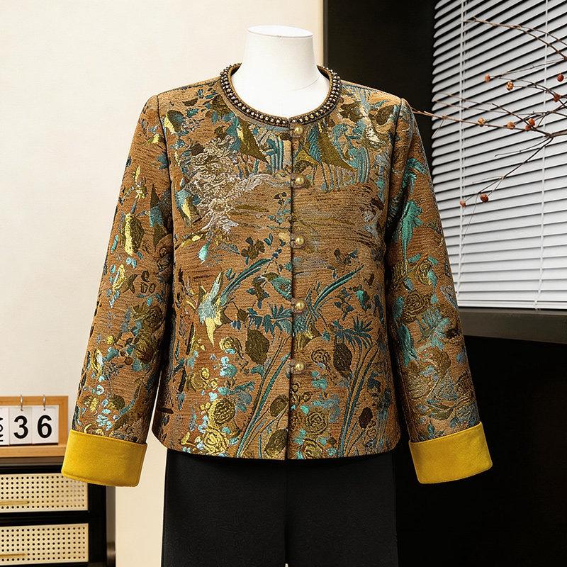

Spring 2026 Chinese National Style Women s Jacket - Versatile Cardigan for Mother s Day XL for 105-120 jin