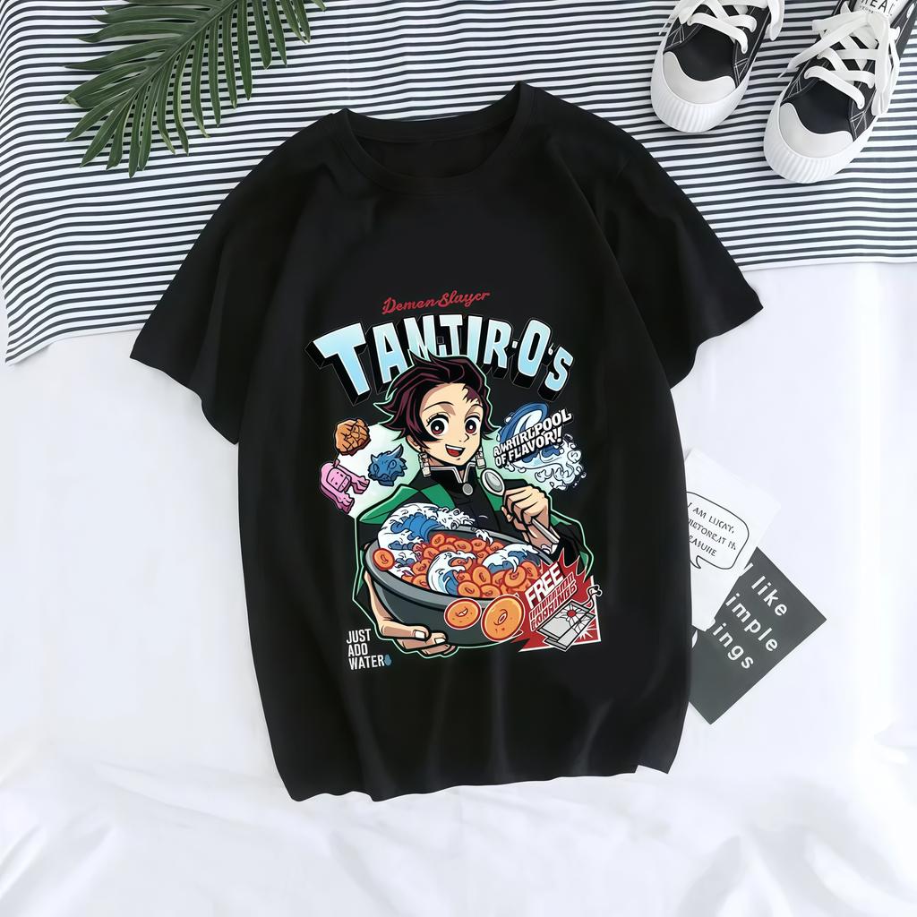 New Demon Slayer Anime Print Trendy Casual Top for Women, Summer Parent-child T-shirt for Women