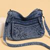 Large Capacity Denim Bag Women's Shoulder Bag Multi-Compartment Crossbody Bag