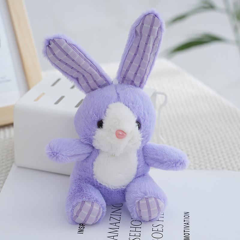 Adorable Checkered Long-eared Bunny Plush Toy Soft Stuffed Rabbit Doll For Kids