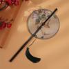 Rollable Long Handle Fan Rotatable Group Fan Portable Chinese Bamboo Waist Fan  Gifts