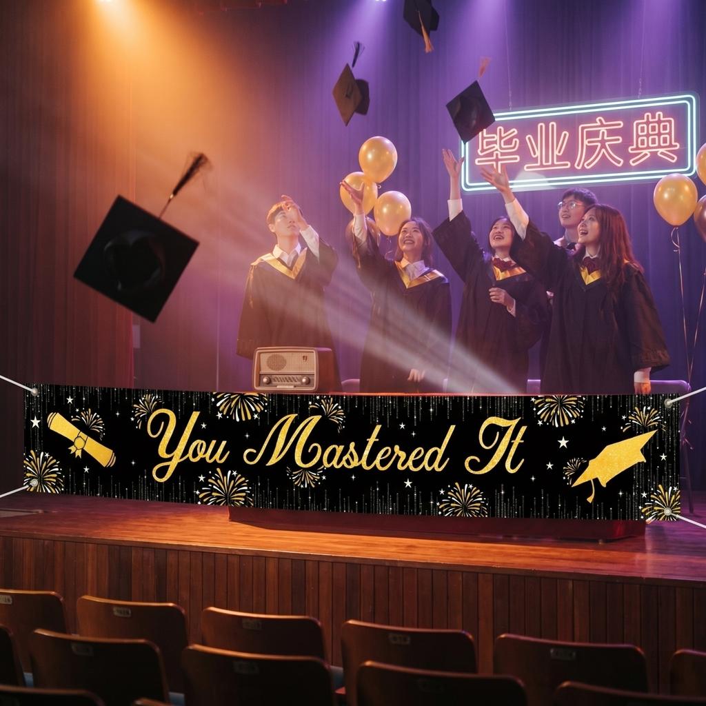 Graduation Banner Congrats Grad Class of 2026 Graduation Party Decoration Photo Prop Horizontal Banner Suitable for Graduation Celebrations