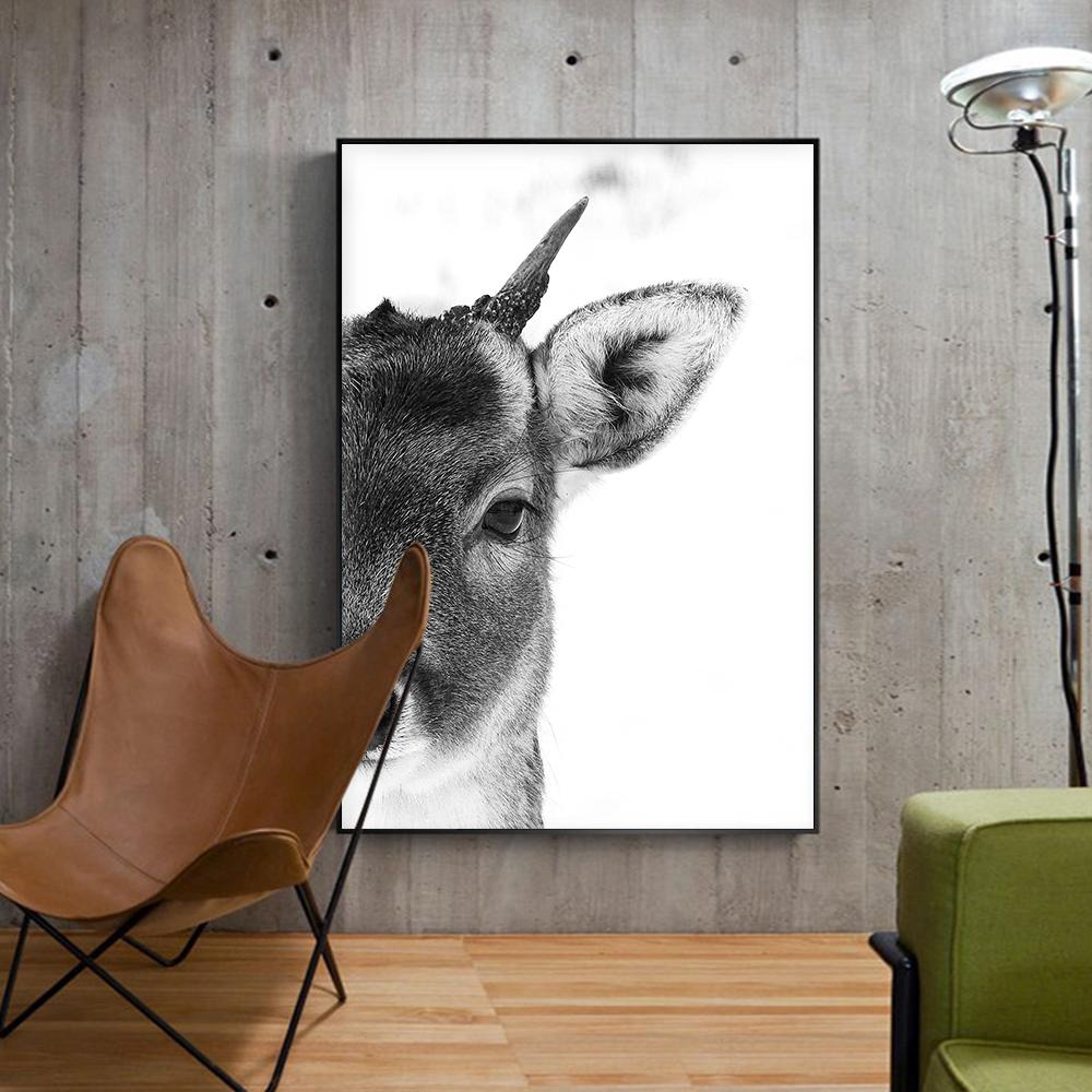 Animal Side Face Portrait Modern Wall Canvas Print Wild Life Art Poster Black and White Photo For Living Room Home Decor Cuadros