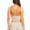 European and American Sexy Gyaru Short Sports T-shirt Women Fitness Short sleeve Large Backless Breathable Tight Yoga Clothes With Chest Pad