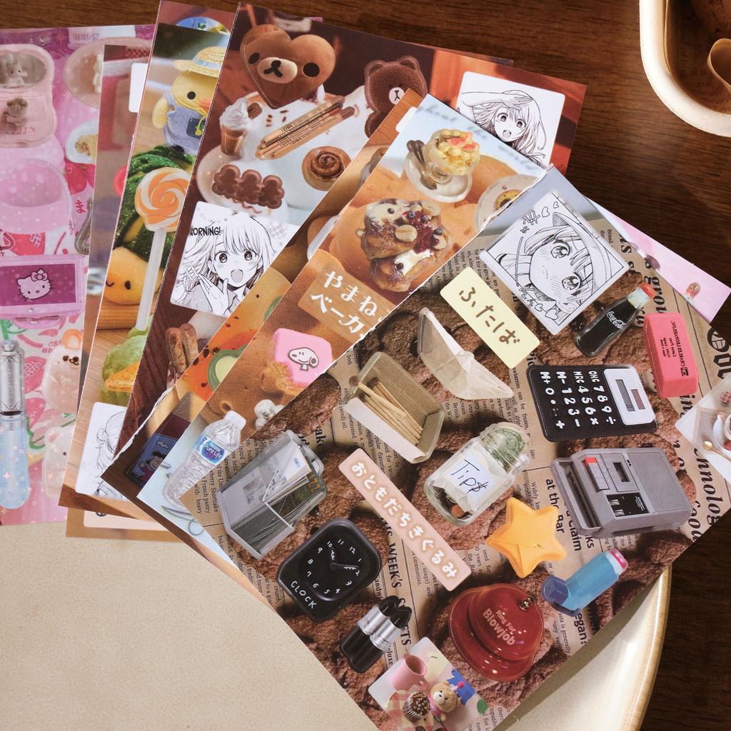 Vintage Tri-Fold Die-Cut Sticker Book - 60pcs Retro Decals for Journal & Scrapbooking