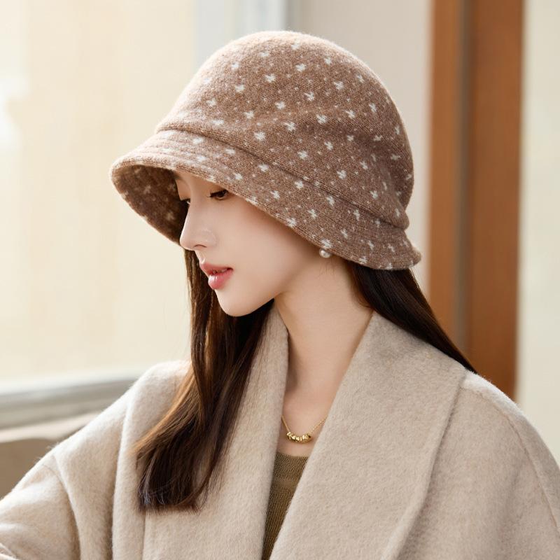 

Элегантная шляпа-ведро с темпераментом, женская модная шляпа-ведро на осень и зиму, женская зимняя вязаная шерстяная шапка, уличная дорожная ветрозащитная шляпа One Size