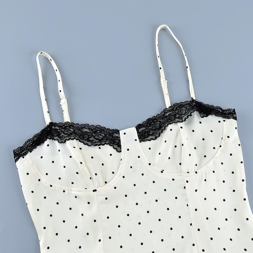 Spring And Summer New Polka Dot Lace Camisole Top European And American Style Versatile For Commuting Women'S Top